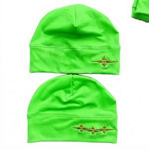 Neon Green Acrylic Embroidered Beanie Custom Logo Knit <b>Cap</b> <b>Winter</b> Warm Vintage Streetwear Fashion Headwear Unisex Casual Ribbed - Product Image 1