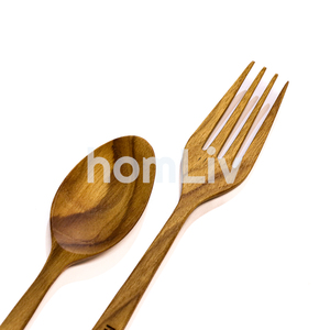 Eco Friendly Teak Wood Spoon and Fork Sustainable Food Safe No <b>Paint</b> and Varnish Halal Customized Kitchen - Product Image 2