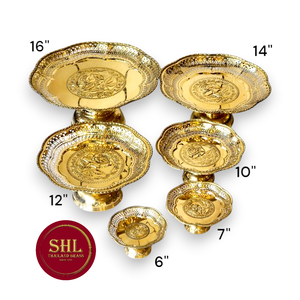 Support de plateau de service en laiton octogonal de 14 "avec design de fleur de rose Brassware de Thaïlande Premium Tray for Top Restaurant Hotel - Product Image 5