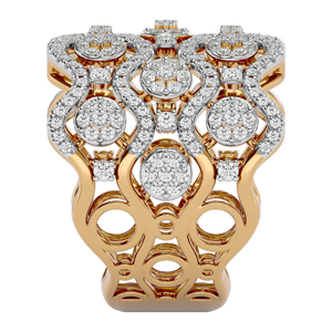 Luxury 18K Gold <b>Cuff</b> <b>Bracelet</b> With Round Diamond Geometric Design Rhodium Plated Women's Wedding Jewelry - Product Image 2