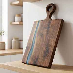 Planche à découper en bois d'olivier artisanal, durable et éco-responsable, épaisseur 2,0 cm, grande planche de service pour charcuterie, planche à découper pour la cuisine - Product Image 1