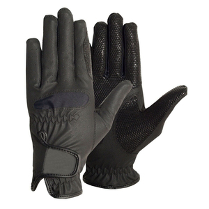 Black Leather Full <b>Finger</b> Riding Gloves Breathable Non Slip Outdoor Sports Unisex Summer Adjustable Wrist <b>Strap</b> Pull-On - Product Image 2