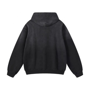 Sweat-shirt à capuche noir pour homme, coupe classique, poche avant, style décontracté, 100% coton, tissu en molleton français, séchage rapide, respirant, automne - Product Image 2