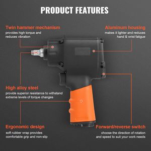 Avvitatore Pneumatico a Impulsi Leggero da 3/8 Pollici, 690 ft-lbs di Coppia per Sgancio Dadi, Pistola ad Aria Compressa 690 ft-lbs - Product Image 5