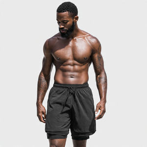 Pantalones Cortos Deportivos de Doble Capa con Cordón Ajustable en la Cintura para Hombre, Ropa de Gimnasio y Fitness, Pantalones Cortos 2 en 1 para Hombre, 100% Poliéster, Pantalones Cortos Deportivos de Doble Capa - Product Image 4