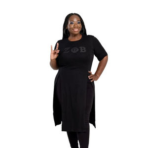 Top Largo Zeta Phi Beta ZPHIB para Mujer, Negro, Elegante, Estilo Túnica, 100% Algodón, Ropa de Hermandad, Estilo Griego, Atuendo Moderno - Product Image 3