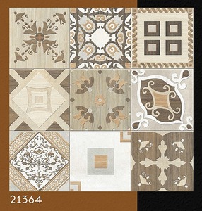 Carreaux de sol en céramique 400x400mm Série Brillante à motif patchwork – Carreaux décoratifs beige bois 400x400mm imprimés numériquement brillants - Product Image 2