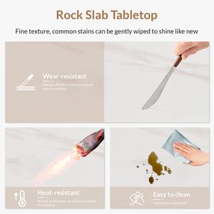 Tavolo da Pranzo Mountain Grain White 63 Pollici in Pietra Sinterizzata/Marmo/Porcellana per Cucina e Soggiorno - Solo Tavolo - Product Image 4