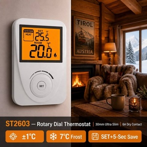 <span class=keywords><strong>Thermostat</strong></span> rotatif fin B2B OEM 30mm avec bouton SET, sauvegarde automatique en 5 secondes, chauffage/refroidissement, NC COM NO, <span class=keywords><strong>contact</strong></span> <span class=keywords><strong>sec</strong></span> pour installation DIY en appartement - Product Image 2