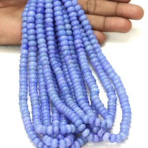 Hermosas cuentas de ópalo azul en forma de rondel, lisas, de 6-9 mm, cuentas de ópalo azul liso, cuentas de ópalo de calidad AAA, joyería. - Product Image 2