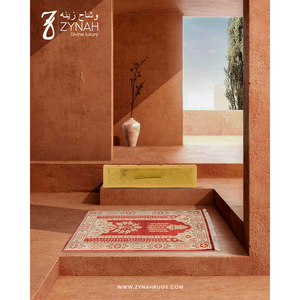 Alfombra de Oración Royal Mihrab, Alfombra de Adoración Islámica de Lujo, Alfombra de Oración Musulmana de Inspiración Persa con Flecos y Borlas - Product Image 3
