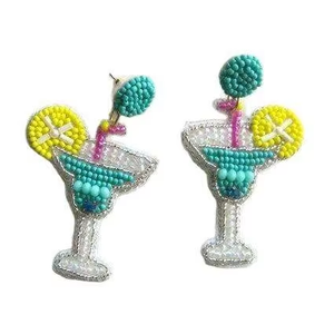 Pendientes de lujo con bordado de cuentas, hechos a mano, joyería festiva para mujer a precio económico. - Product Image 1