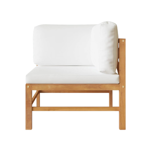 Minimalist Solid Teak Wood Corner <b>Sofa</b> <b>Outdoor</b> Patio Lounge Garden <b>Sofas</b> Chair With White Cushion Garden Seating Furniture - Product Image 2