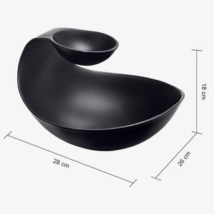 Bol à collation et à salade noir à 2 niveaux - Plat de service décoratif pour noix, chips et sauces - Bol en métal - Product Image 5