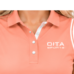 Polo sans manches Peach Equestrian pour femme, coupe ajustée, col patchwork, haut d'entraînement d'équitation, personnalisable, vente en gros, performance - Product Image 5