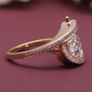 Anillo Abierto con Diamante Cultivado en Laboratorio Certificado por IGI, Oro de 9K, Corte Redondo, Anillo de Diamantes para Mujer - Product Image 5