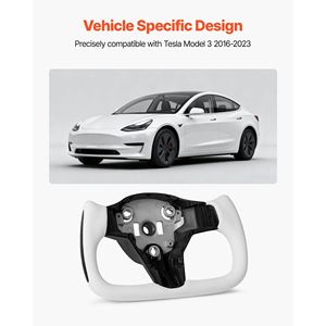 2016-2023 Tesla <b>Model</b> 3 Carbon Fiber Steering Wheel with <b>D</b>-Shaped Flat-Bottom Leather Grip and Heating Function - Product Image 2