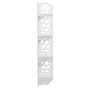 Waterproof 120 Degree Angle 4-Layer Bathroom <b>Cabinet</b> Shelf Carving Style <b>White</b> <b>Storage</b> Unit - Product Image 6