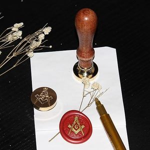Sceau de cire maçonnique traditionnel avec équerre et compas, cadeau maçonnique, sceau de cire épée maçonnique, diamètre 1'' - Product Image 2