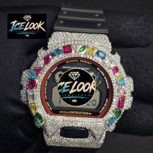 สำหรับ LOOK JEWELERY นาฬิกาเพชรคริสตัลแซฟไฟร์ 46 มม. ดิจิตอลกันกระแทกน้ำ 20BAR นาฬิกาปลุกโครโนกราฟไรน์สโตนเคส - Product Image 1