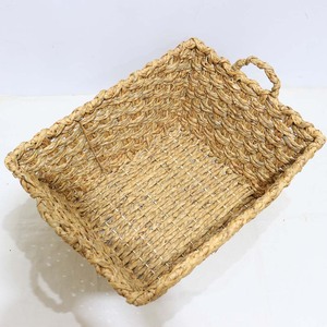 Panier de rangement rectangulaire en jacinthe d'eau naturelle, très vendu, avec poignées, bac rustique multi-usages pour l'organisation et l'arrangement - Product Image 5