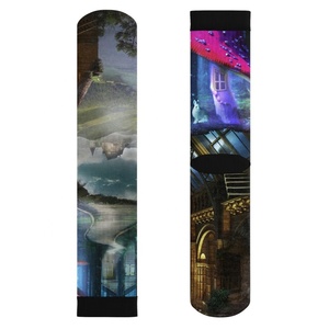 Wholesale Custom Logo Casual Athletic Crew <b>Socks</b> Men's White <b>Polyester</b> Blend with Black Heel Sublimation <b>Socks</b> - Product Image 2