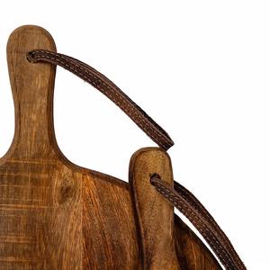 Tabla de cortar redonda de madera maciza con asa |   Tabla de servir de madera para cocina - Product Image 5