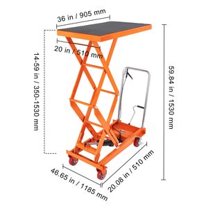 Nueva Carretilla Elevadora Hidráulica con Capacidad de 770 lb, Altura de Elevación de 59 Pulgadas, Diseño Manual de Doble Tijera, 4 Ruedas Antideslizantes para Granjas - Product Image 4