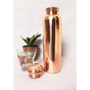 Botella de Agua de Cobre Puro de 1000 ml, Beneficios Ayurvédicos para la Salud, Recipiente de Cobre Martillado y Liso, a Prueba de Fugas, Botella Deportiva para Yoga y Gimnasio - Product Image 2
