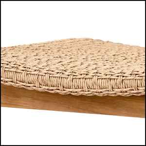 Chaise de salle à manger d'extérieur en teck finition naturelle avec dossier en osier moderne, légère, idéale pour appartement, restaurant, café - Product Image 6