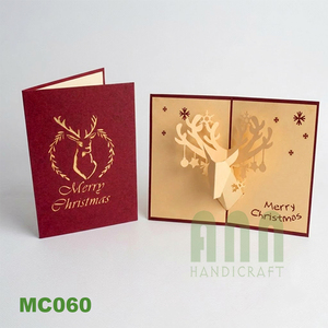 Carte de vœux de Noël 3D pop-up MC065 avec impression UV, estampage à chaud et découpe, en papier fait main pour les fêtes - Product Image 4