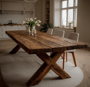 Modern Solid Acacia Wood <b>Foldable</b> 6-Seater Dining <b>Table</b> <b>with</b> Bench Metal <b>Legs</b> Eco-Friendly Hotel Use Budget Friendly Best Price - Product Image 3