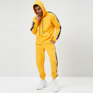 ชุดวอร์มลำลองแขนยาวสำหรับผู้ชายชุดวอร์มสำหรับเล่นยิมสีพื้นมีแถบข้างดีไซน์ใหม่ล่าสุดออกแบบได้ตามต้องการสำหรับใส่ไปยิม - Product Image 1