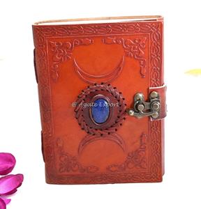 Journal en cuir de qualité super premium carnet de croquis Journal en cuir avec soleil et triple lune et symbole Pentacle - Product Image 5