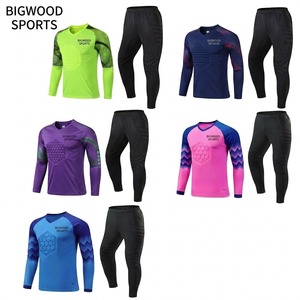 Men Soccer Goalie Jersey Set Long Sleeve Orange Solid Black <b>Padded</b> Shorts <b>Heat</b>-Transfer Printed 100% Polyester Moisture Wicking - Product Image 5