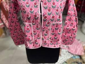 Floral <b>Quilted</b> Cotton <b>Jacket</b> With Mandarin Collar Full Sleeve Autumn Women's Outerwear GIFT FOR HER - Product Image 3