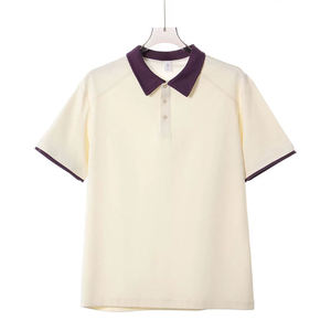 Camiseta de Lujo para Hombre, en Oferta, de Manga Corta, Color Sólido, Cuello de Botones, Cuello en Contraste Tejido, Talla Grande - Product Image 3