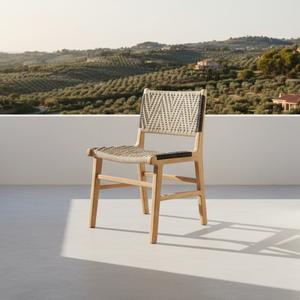 Chaise de salle à manger d'extérieur Luca en gros, écologique, design minimaliste moderne, en bois de teck et corde, pour projets hôteliers internationaux - Product Image 5