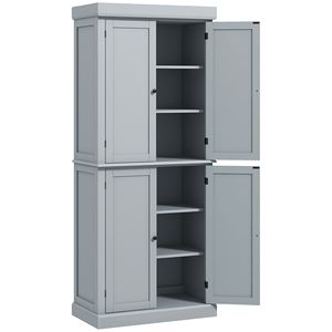 Armoire de rangement autoportante à 6 niveaux de 72 pouces avec portes, en gris, pour cuisine et buanderie - Product Image 1