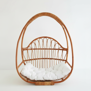 Fauteuil suspendu d'extérieur en rotin naturel tressé à la main, mobilier rustique de haute qualité, siège relaxant pour jardin et balcon - Product Image 1