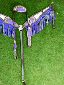 ชุดตะปูขี่ม้าหนังสีน้ำตาลแบบตะวันตกพร้อมที่คาดศีรษะและที่คาดผมสำหรับขบวนพาเหรด - Product Image 3