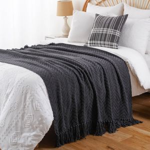 Dark Grey 50 X 60 Inch Super Soft Warm <b>Knit</b> <b>Throw</b> Blanket for Couch and Chair Versatile 50 X 60 Inch Charcoal Blanket w - Product Image 1