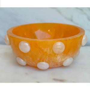 Tazón de Resina Personalizado Hecho a Mano para Frutos Secos, Vajilla de Diseño Nuevo, Tazones de Resina Duraderos para Frutas, Decoración de Mesa, Tazón de Resina con Espiral Blanca - Product Image 1