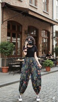 Pantalon Harem Femme d'Été en Coton Imprimé Dentelle, Taille Haute, Entrejambe Bas, Style Hip Hop, Taille Élastique, Décontracté, Léger et Respirant