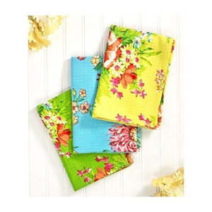 Lime Green Floral Printed Ultra Soft Absorbent Waffle Weave Cotton Dish <b>Cloth</b> <b>Kitchen</b> Dinner <b>Kitchen</b> Accessories Cleaning Tools - Product Image 2