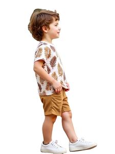 เสื้อเจอร์ซีย์ฤดูร้อนสำหรับเด็กผู้ชายเสื้อยืดคอกลมแขนสั้นพิมพ์ลายใบไม้ชุดกางเกงขาสั้นแฟชั่น2ชิ้นสำหรับใช้กลางแจ้งทำบังคลาเทศ - Product Image 6