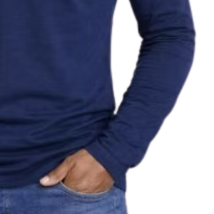 Camiseta de Manga Larga Azul para Hombre con Cuello Redondo y Diseño de Letras Entrelazadas, Ropa Casual Cómoda para Uso Diario - Product Image 4