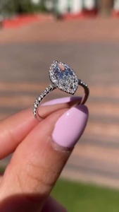 Vintage Style 1.01CT Marquise Cut Lab Grown Diamond Classic Halo <b>Ring</b> 14K Yellow Gold Engagement Wedding Gift For Bridesmaid - Product Image 3