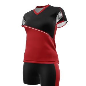 Ensemble de maillots de volley-ball personnalisés en gros pour femmes, uniforme sans manches avec short et manchons de bras, vêtements de sport par sublimation, OEM - Product Image 1