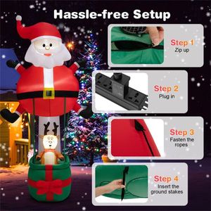 8 Feet Inflatable Santa Claus and Reindeer Outdoor Holiday Yard Decorations for Christmas - Product Image 5